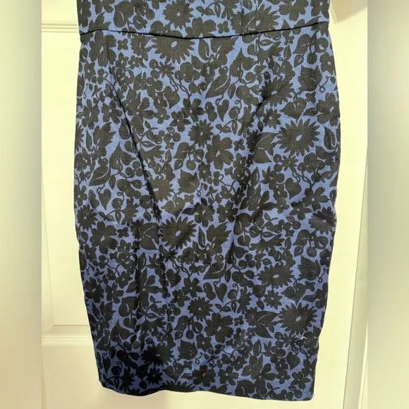 Boden Fleur Blue &amp; Black Textured Floral Dress - Size 10