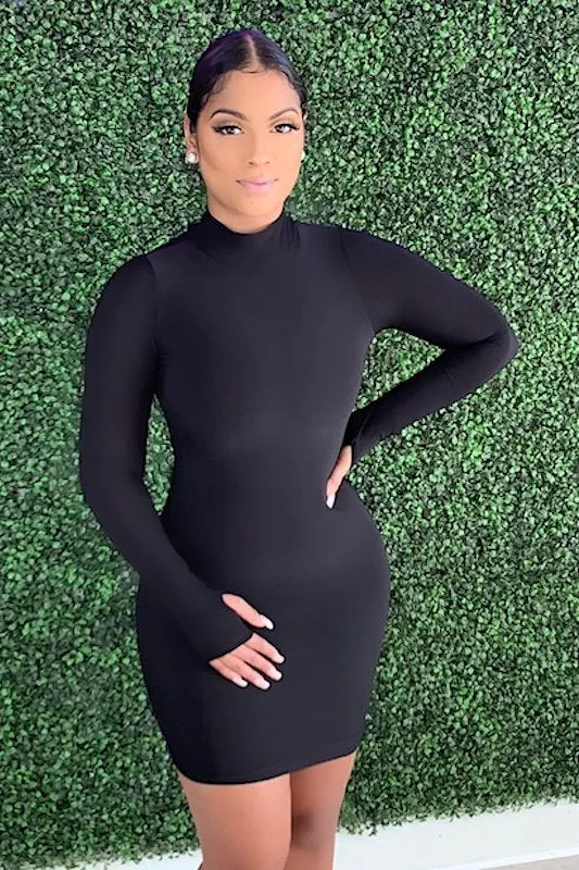 Bodycon Shaping Mini Dress with Thumb Holes