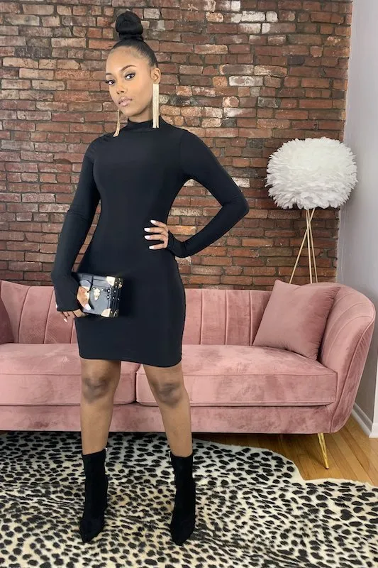 Bodycon Shaping Mini Dress with Thumb Holes