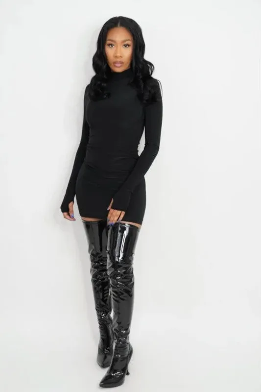 Bodycon Shaping Mini Dress with Thumb Holes