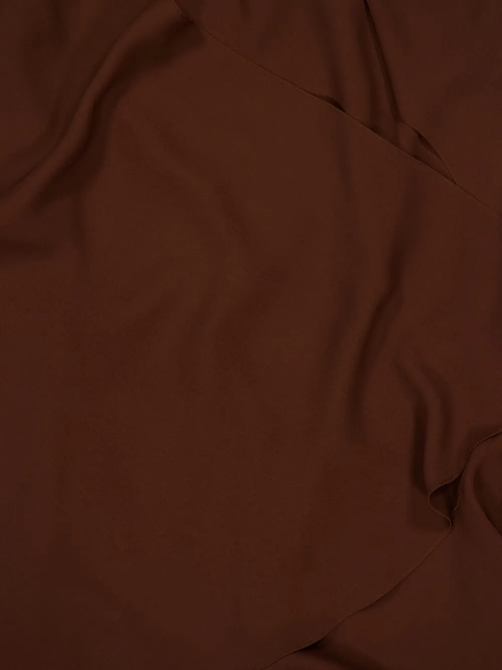 Brown Draped Silk Midi Dress