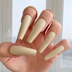 Brown Press On Nails Matte Coffin Nail Kit