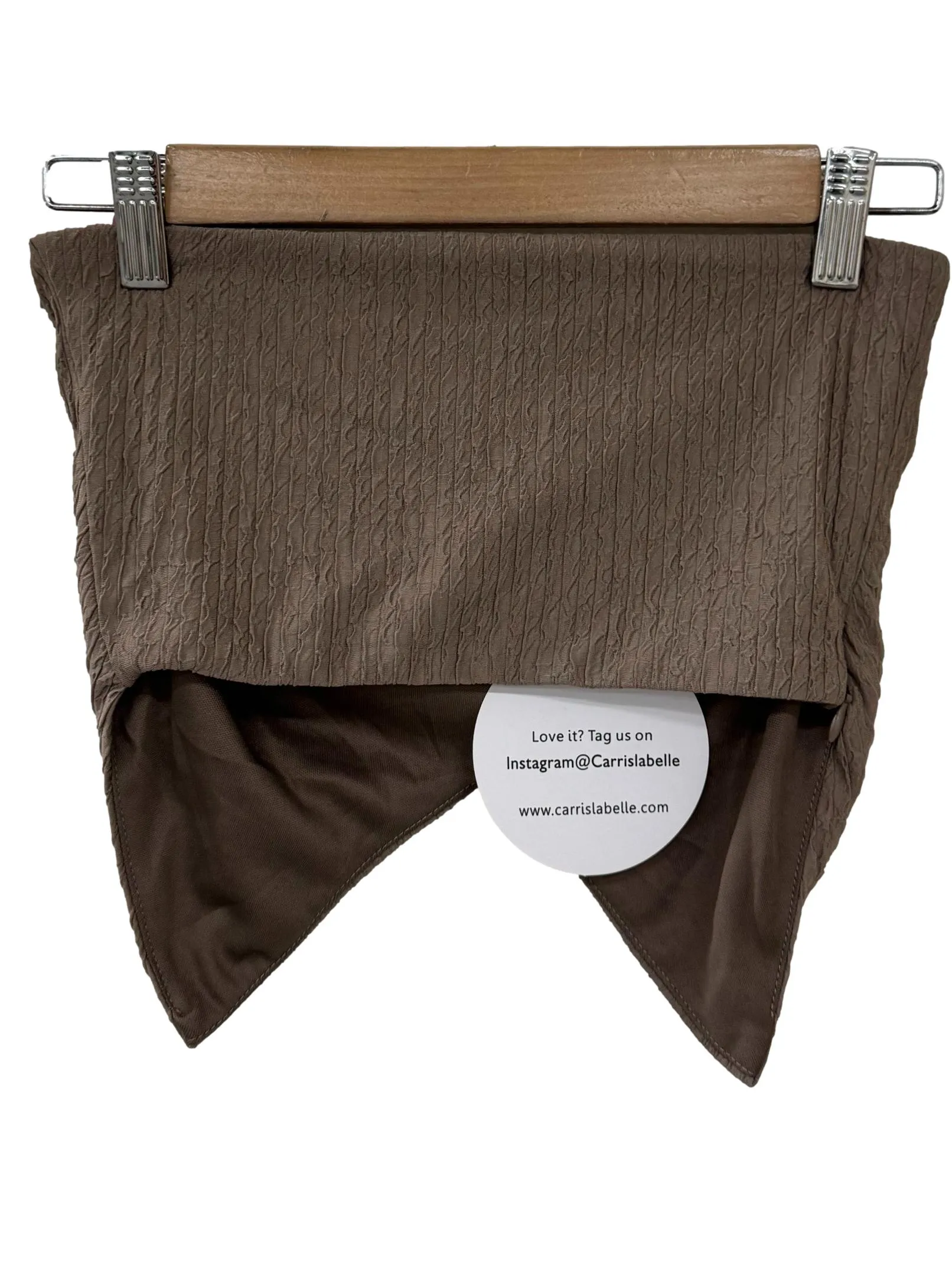 Brown Textured Strapless Top
