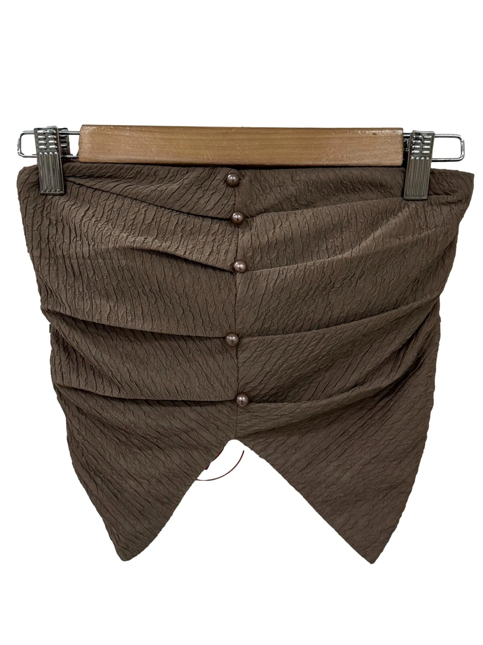 Brown Textured Strapless Top