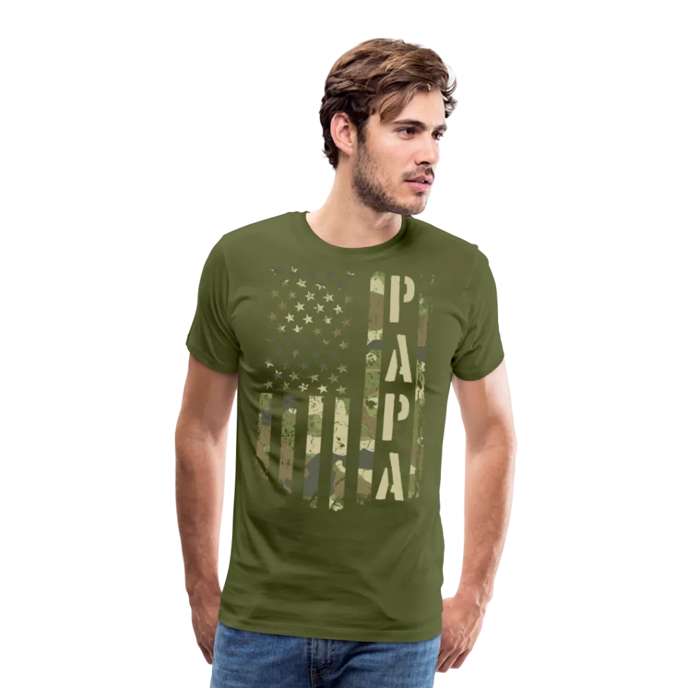Camo American Flag Papa Men's Premium T-Shirt