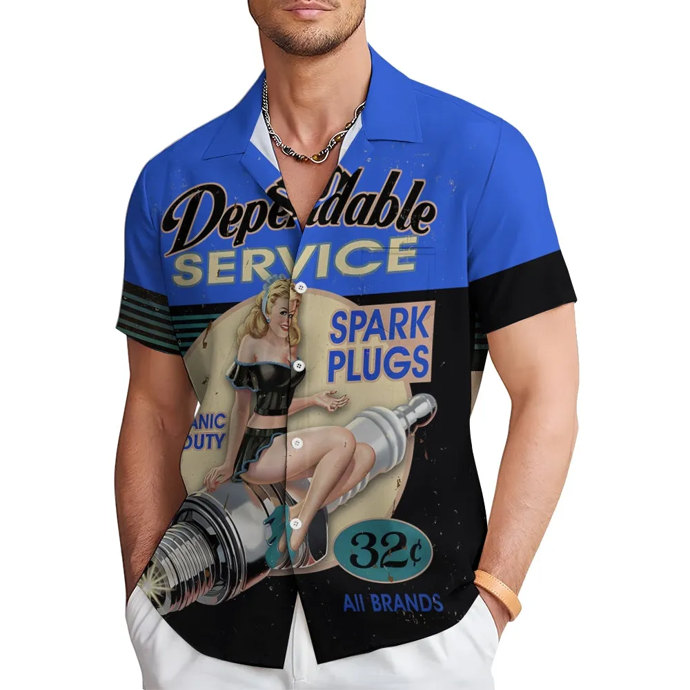Car Repair Pinup Girl Plus Size Short Sleeve Shirt 2407000114
