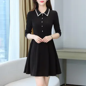 Chic Women's Long Sleeve Dress in Classic Black