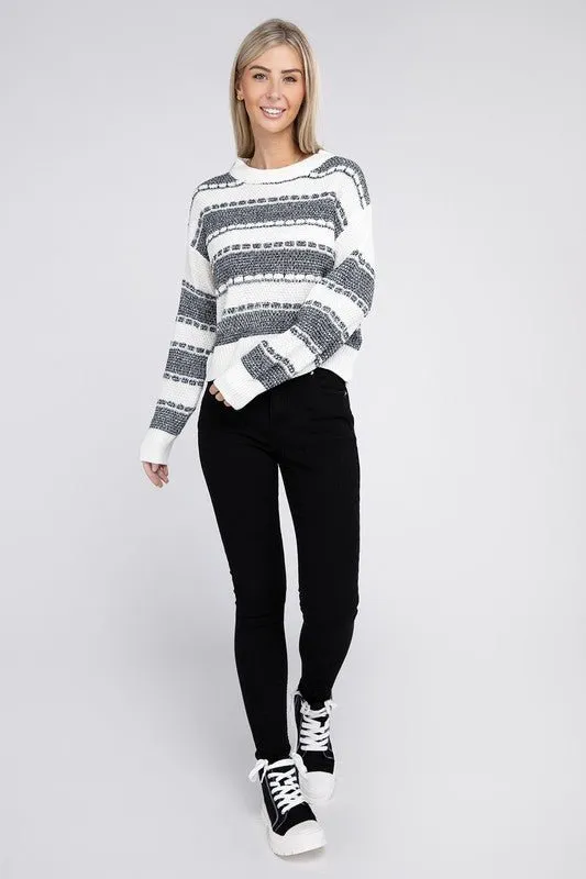 Color Block Drop Shoulder Sweater