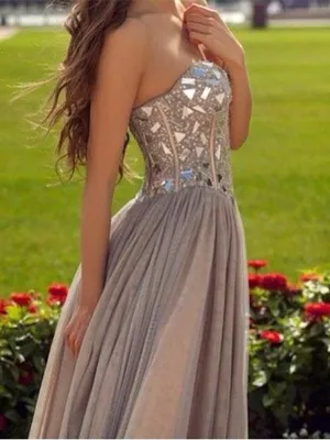 Custom Made A Line Sweetheart Neck Floor Length Light Grey Prom Dresses, Formal Dresses, Evening Dresses