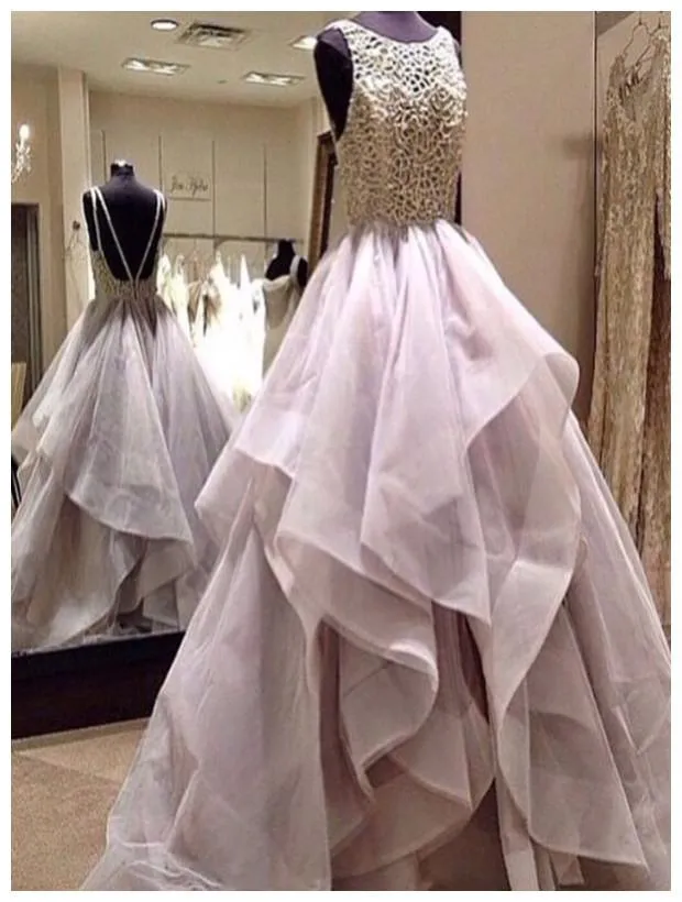Custom Made Backless Sleeveless Ivory Long Prom Dresses, Formal Dresses