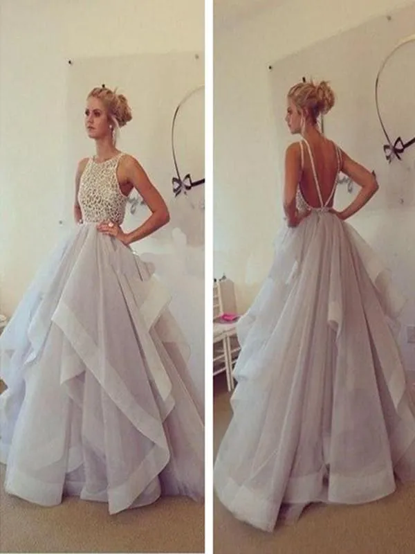 Custom Made Backless Sleeveless Ivory Long Prom Dresses, Formal Dresses