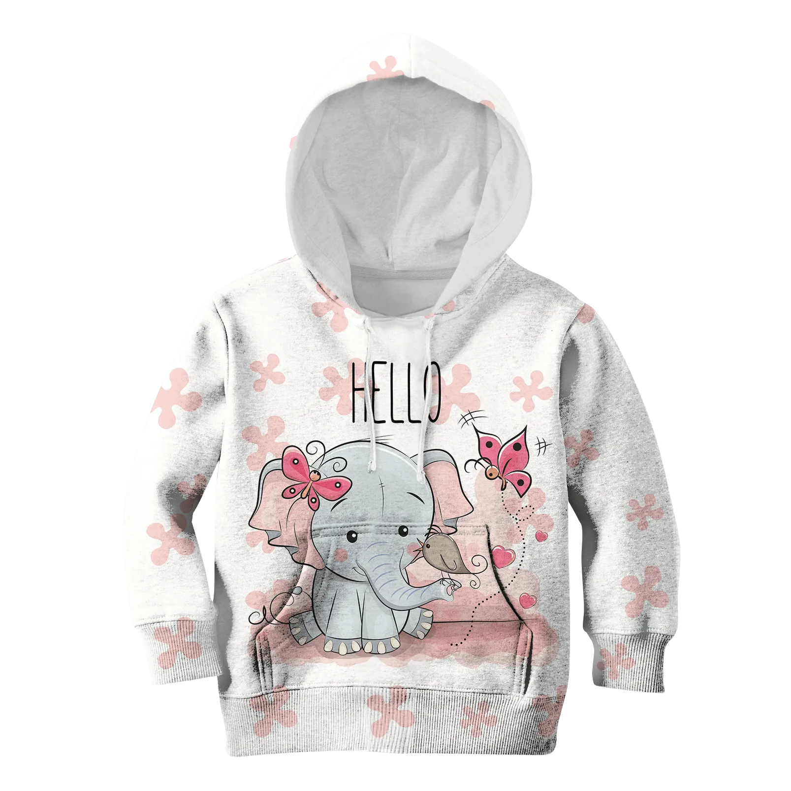 CUTE ELEPHANT WITH FLOWERS Kid Custom Cosplay Hoodies Apparel