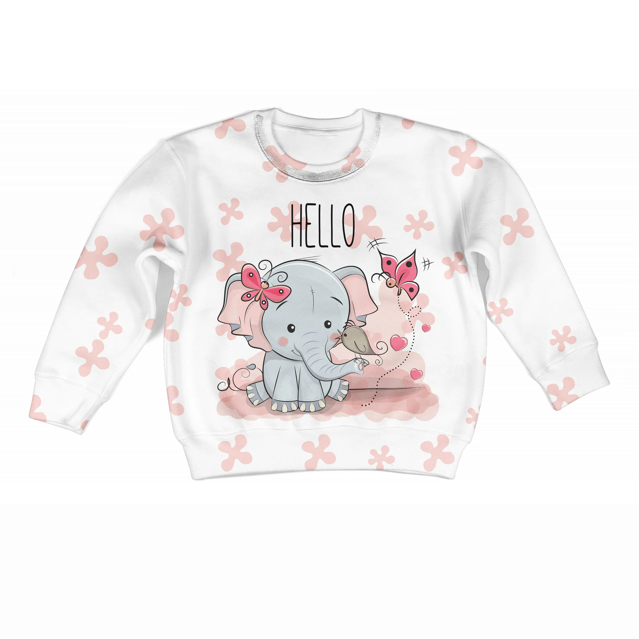 CUTE ELEPHANT WITH FLOWERS Kid Custom Cosplay Hoodies Apparel