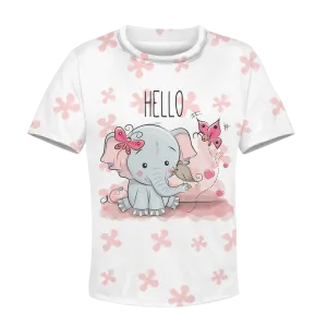 CUTE ELEPHANT WITH FLOWERS Kid Custom Cosplay Hoodies Apparel