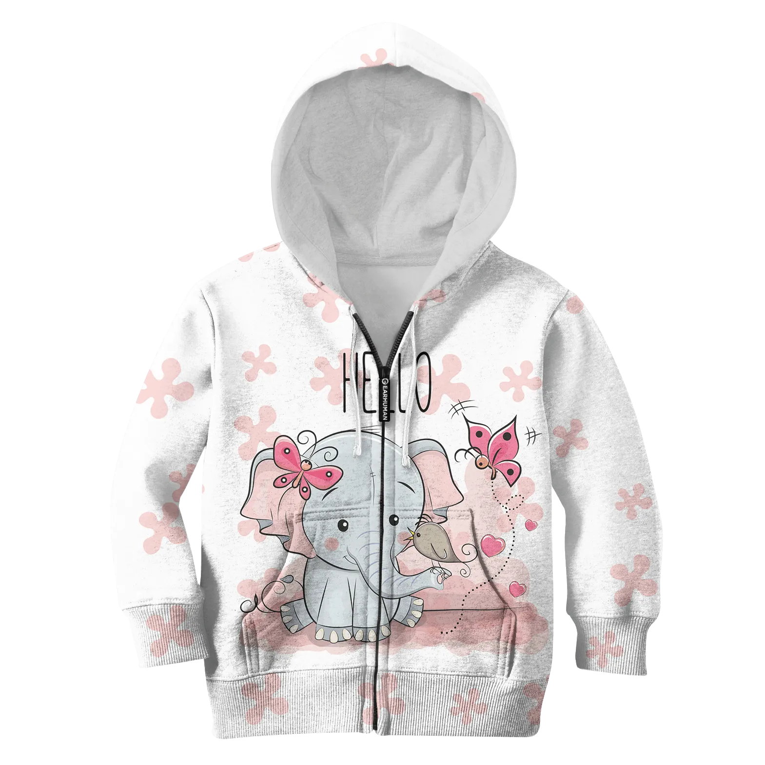 CUTE ELEPHANT WITH FLOWERS Kid Custom Cosplay Hoodies Apparel