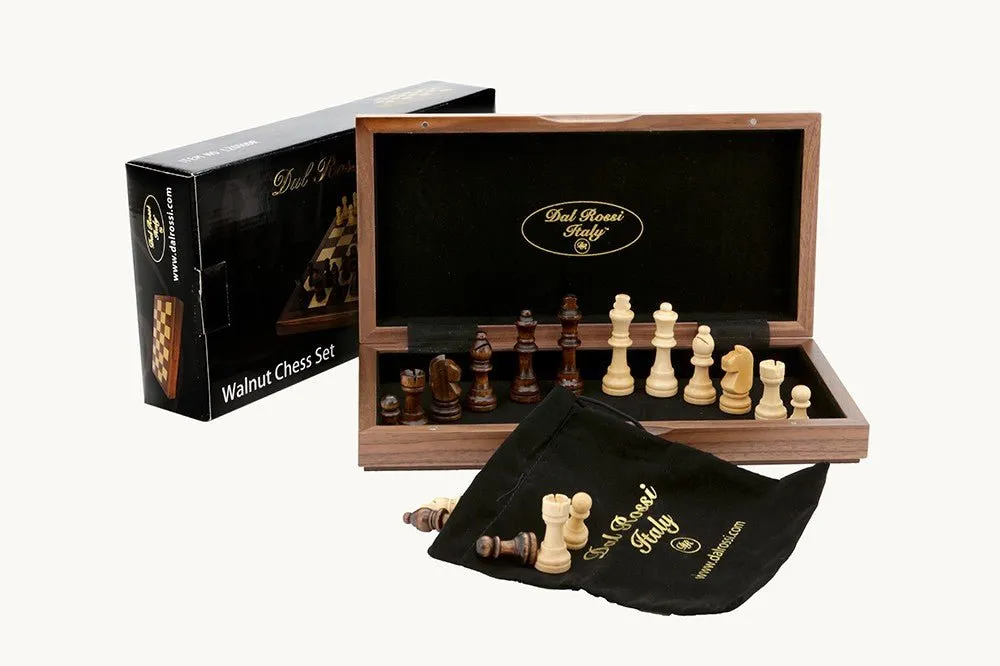 Dal Rossi Chess Set Folding Walnut Inlaid 12"