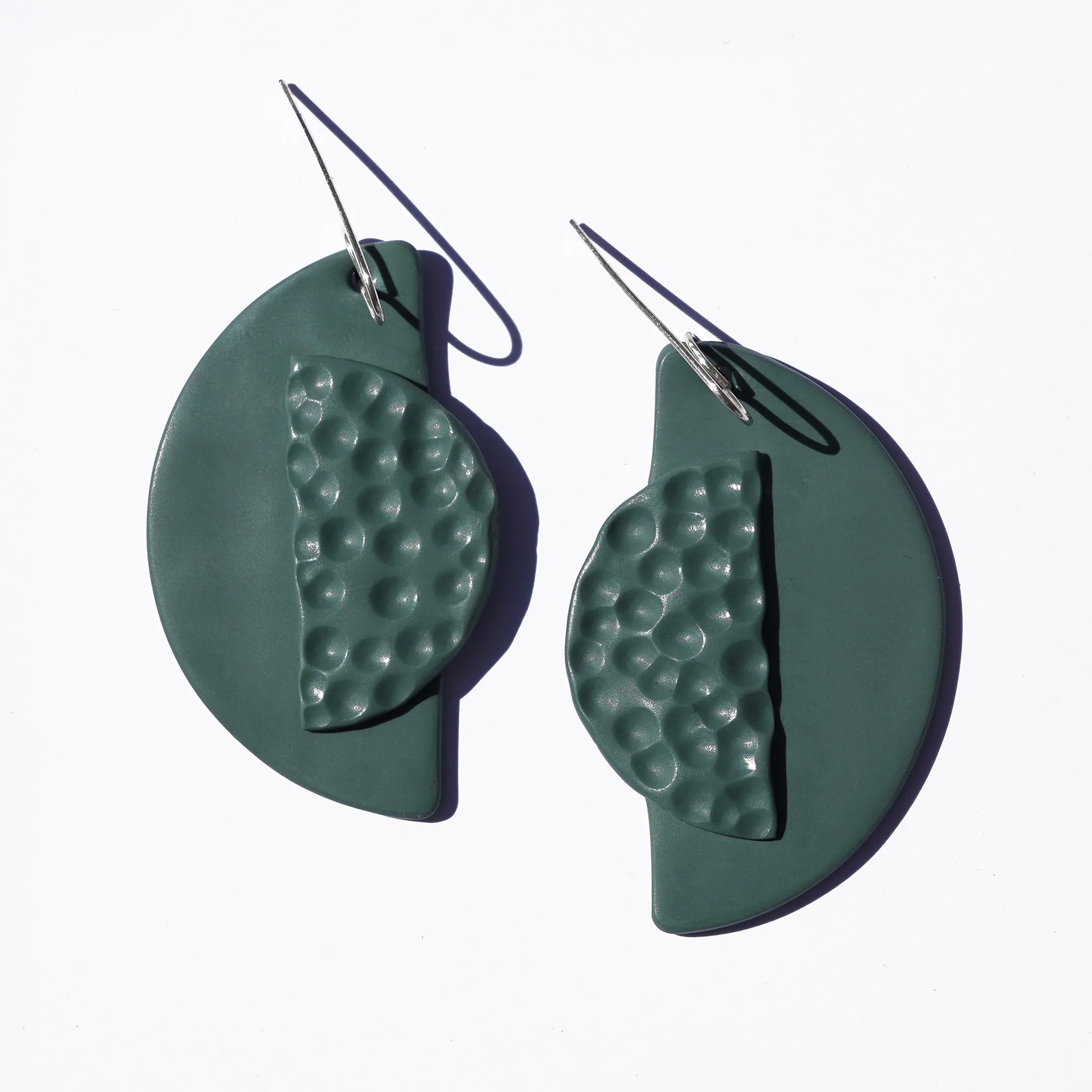 Dark Seafoam Textured Earrings