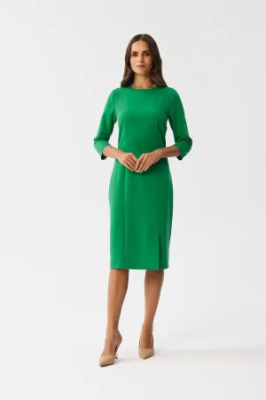 Day dress Polyester Business Classic Tailored 3/4 Sleeve Slit Knee-Length Dress