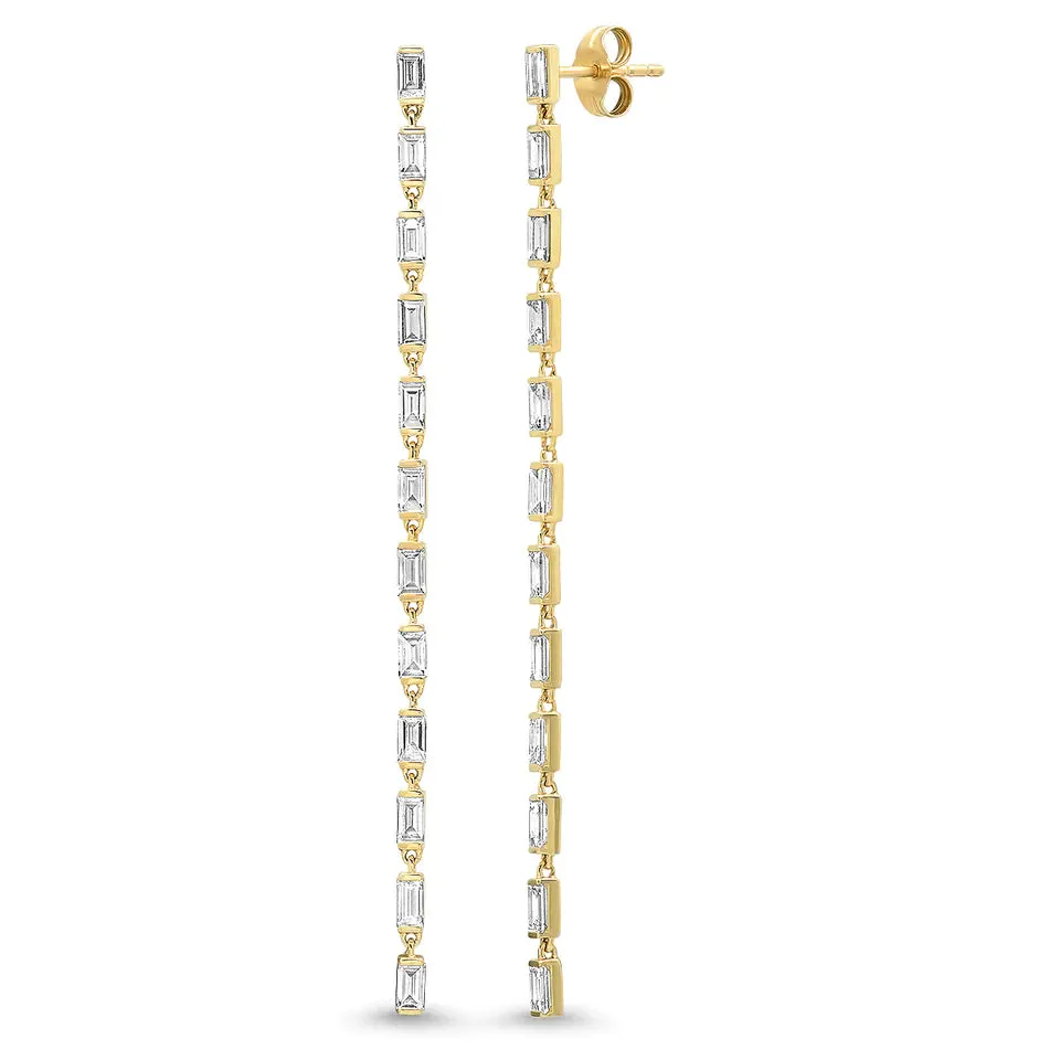 Diamond Baguette Link Earrings