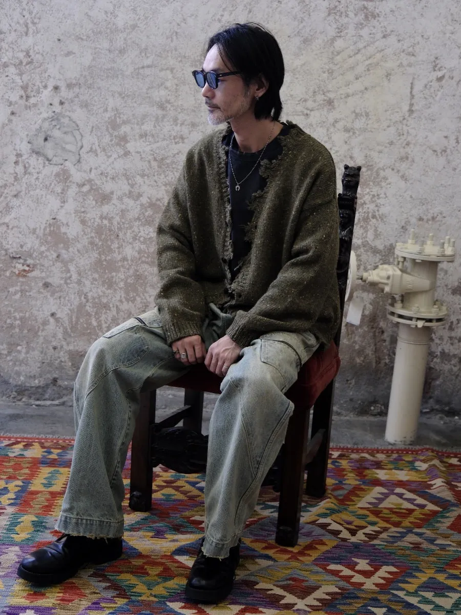 Distressed Olive Cardigan