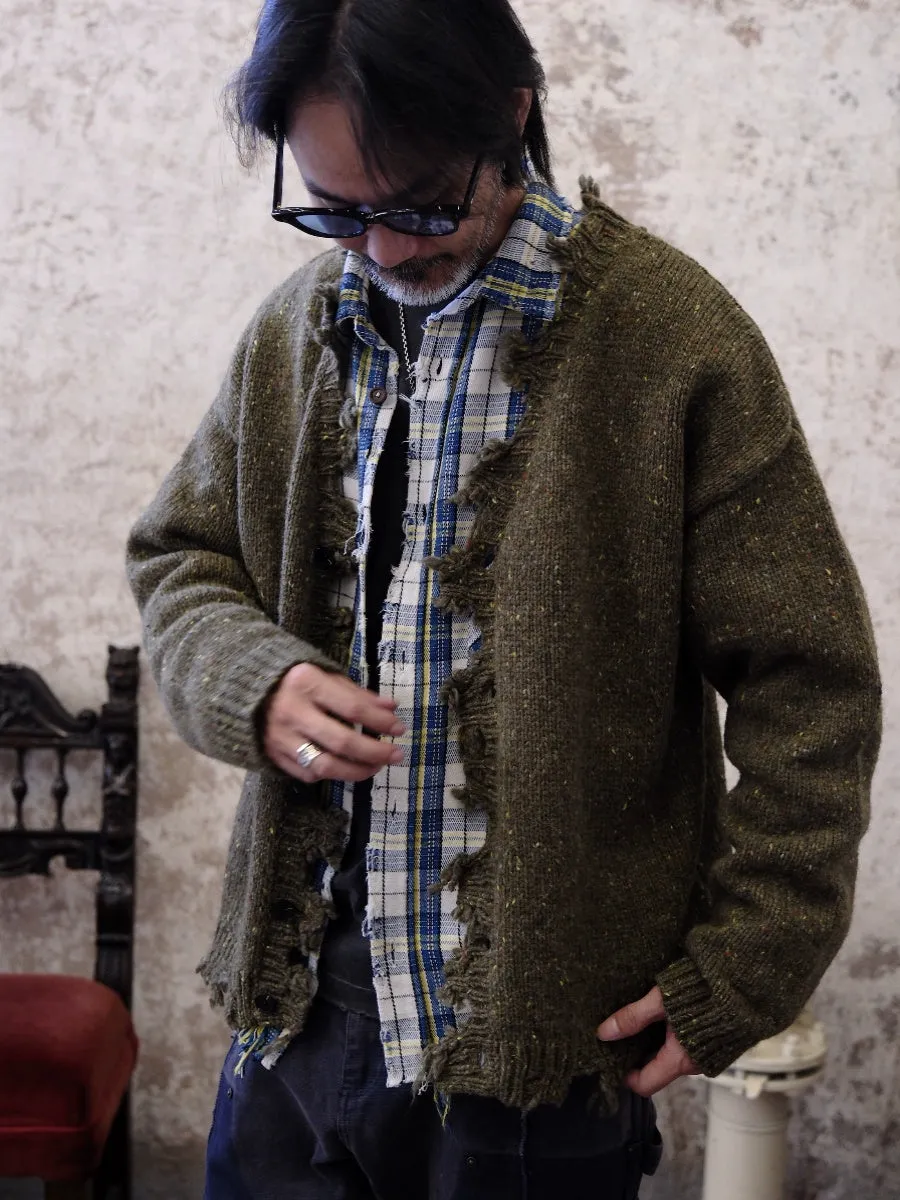 Distressed Olive Cardigan
