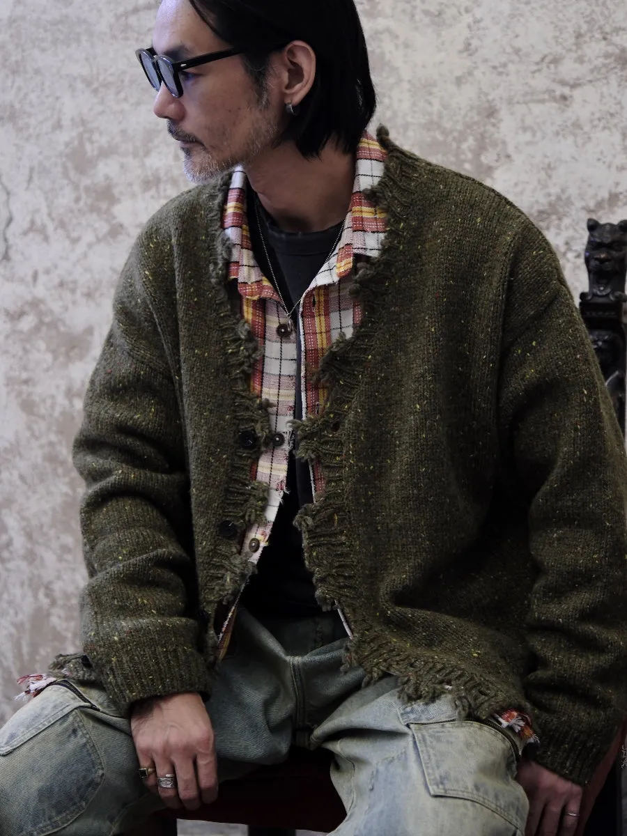 Distressed Olive Cardigan