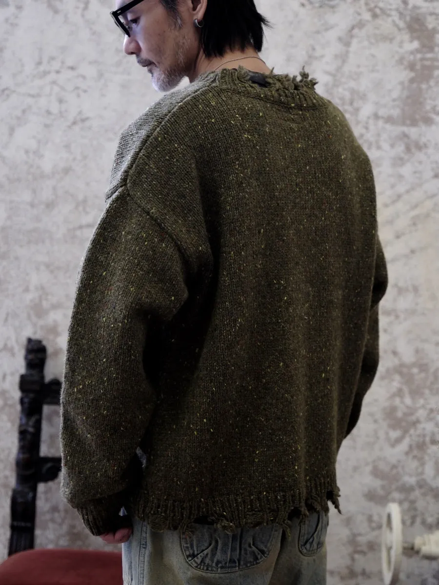 Distressed Olive Cardigan