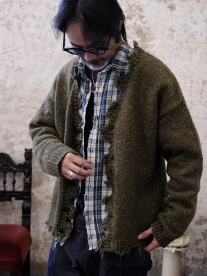 Distressed Olive Cardigan