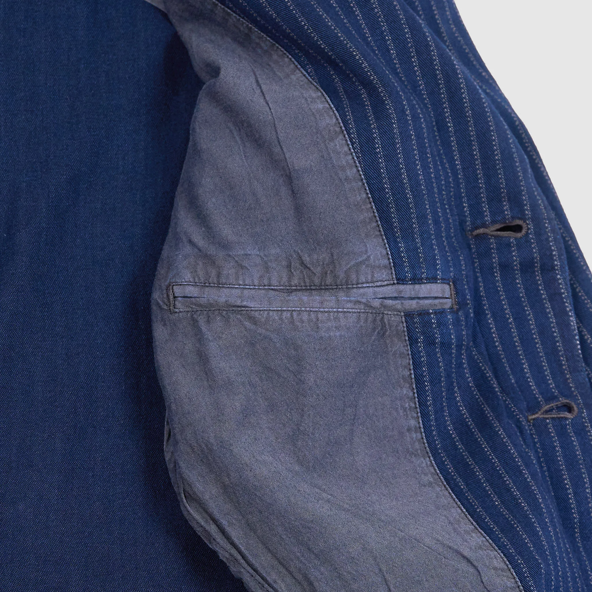 Double RL Indigo Striped Halflined  Blazer