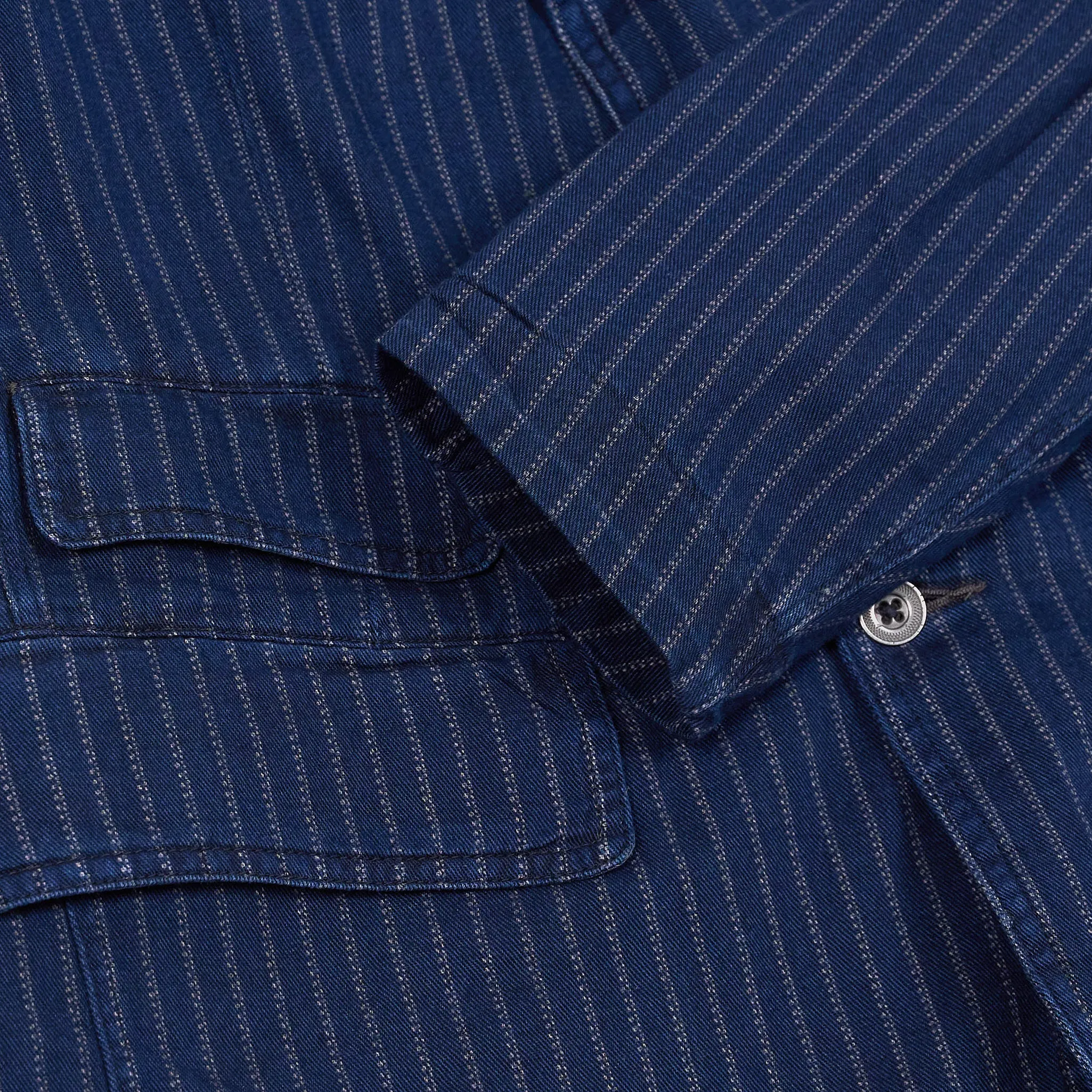 Double RL Indigo Striped Halflined  Blazer