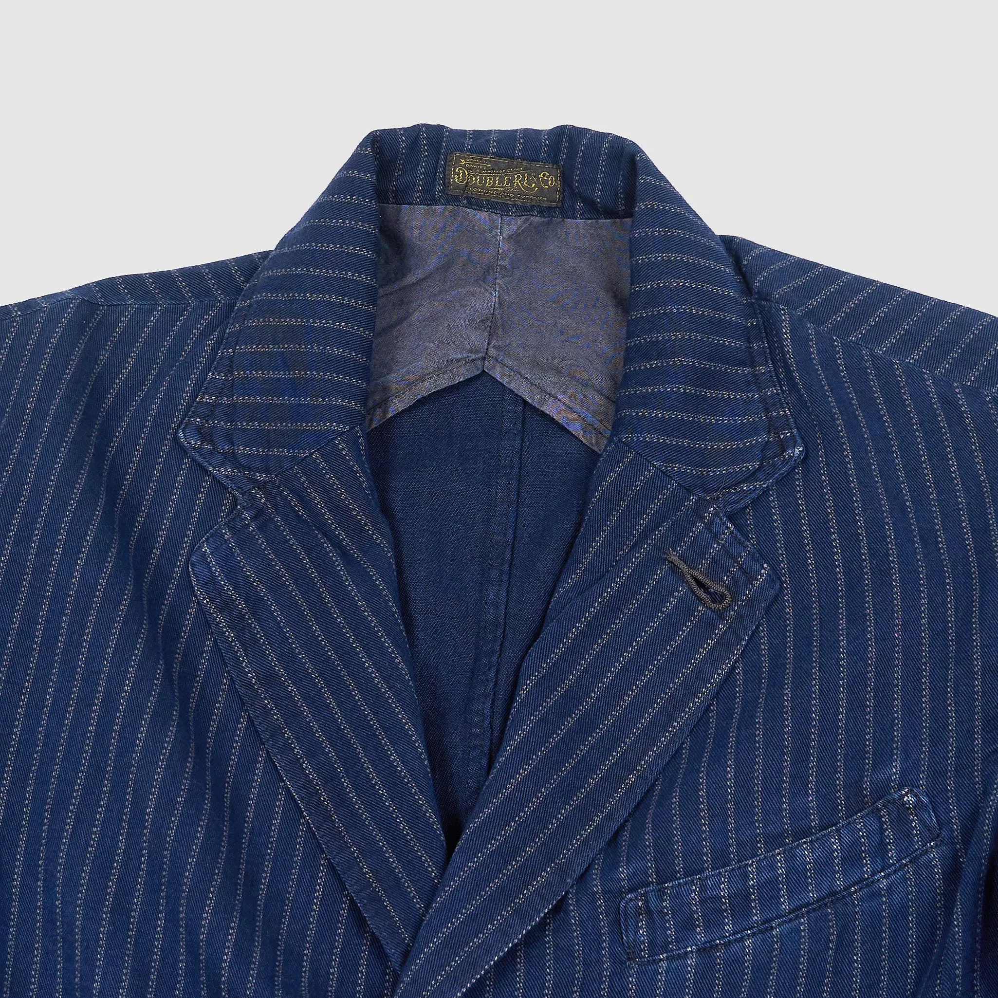 Double RL Indigo Striped Halflined  Blazer