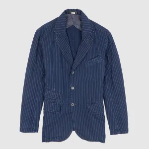 Double RL Indigo Striped Halflined  Blazer