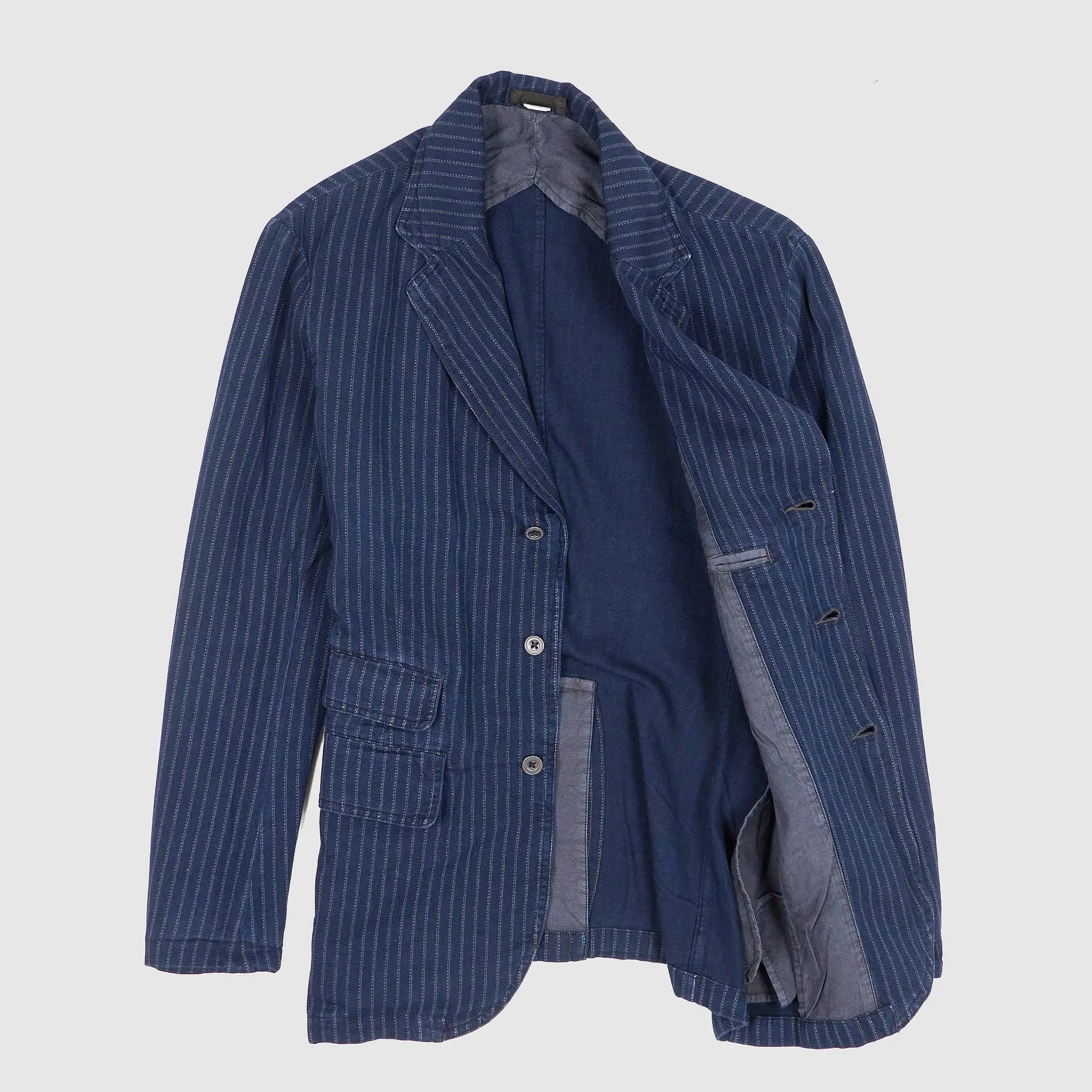 Double RL Indigo Striped Halflined  Blazer