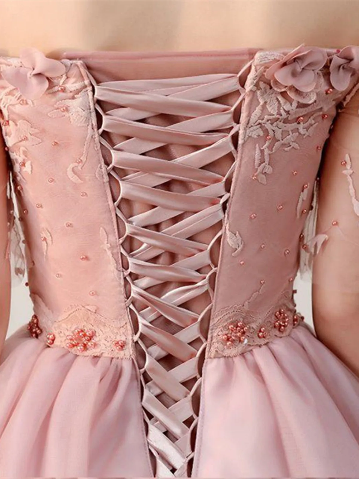 Dusty Pink Off Shoulder Short Sleeves Cheap Homecoming Dress, Dusty Pink Off Shoulder Short Sleeves Prom Dress
