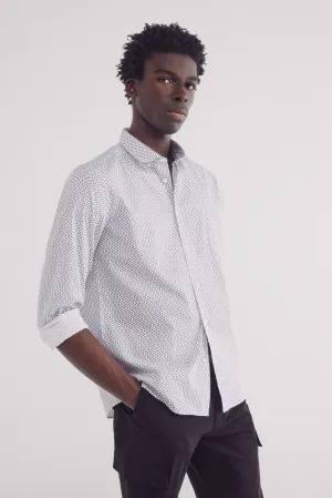 Easy care micro print poplin shirt - White