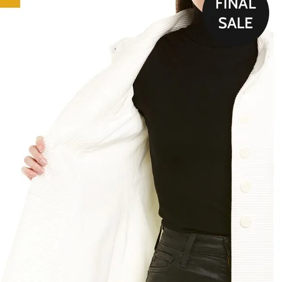 Ecru Textured Funnel Neck Jacket Winter White SZ S NWT