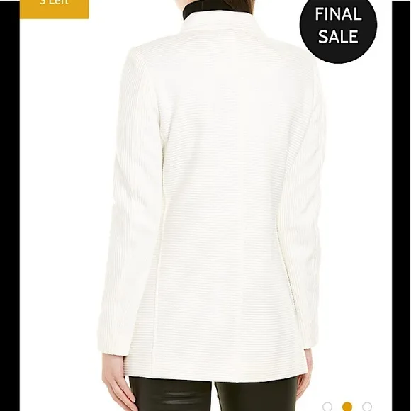 Ecru Textured Funnel Neck Jacket Winter White SZ S NWT