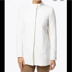 Ecru Textured Funnel Neck Jacket Winter White SZ S NWT