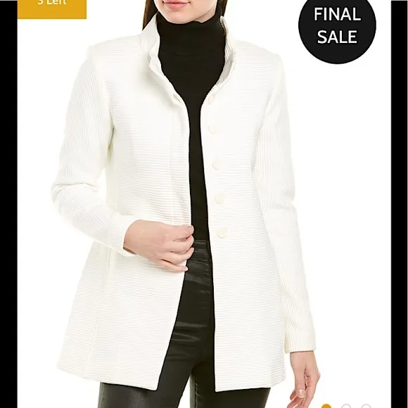 Ecru Textured Funnel Neck Jacket Winter White SZ S NWT