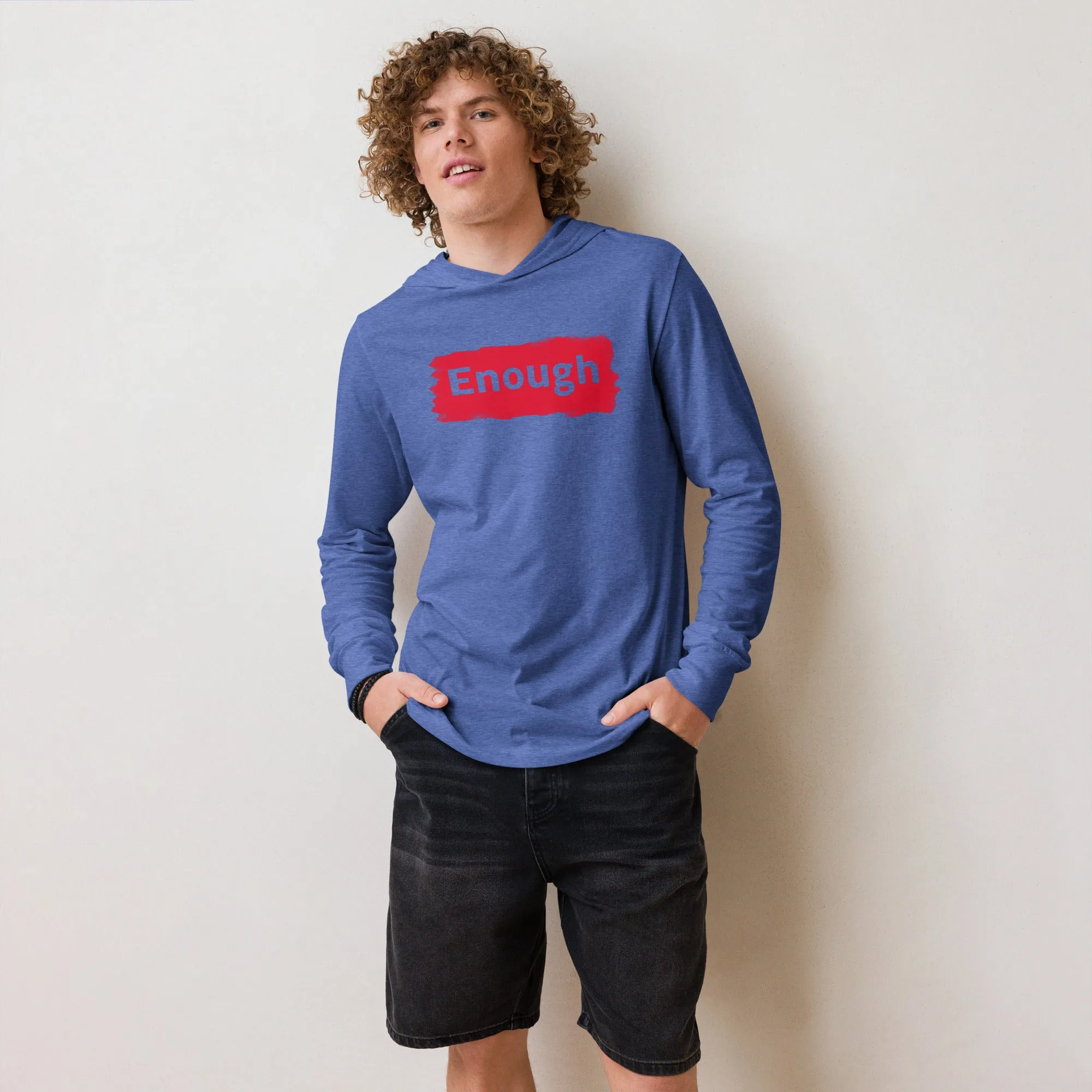 EDGY ENOUGH Positive Mental Health Self-Love Hooded Long-Sleeve Tee