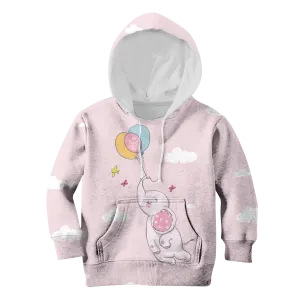 Elephant And Balloons Custom Cosplay Kid Hoodie