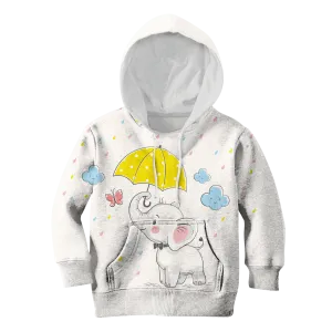 Elephant Holding Umbrella Custom Cosplay Kid Hoodie