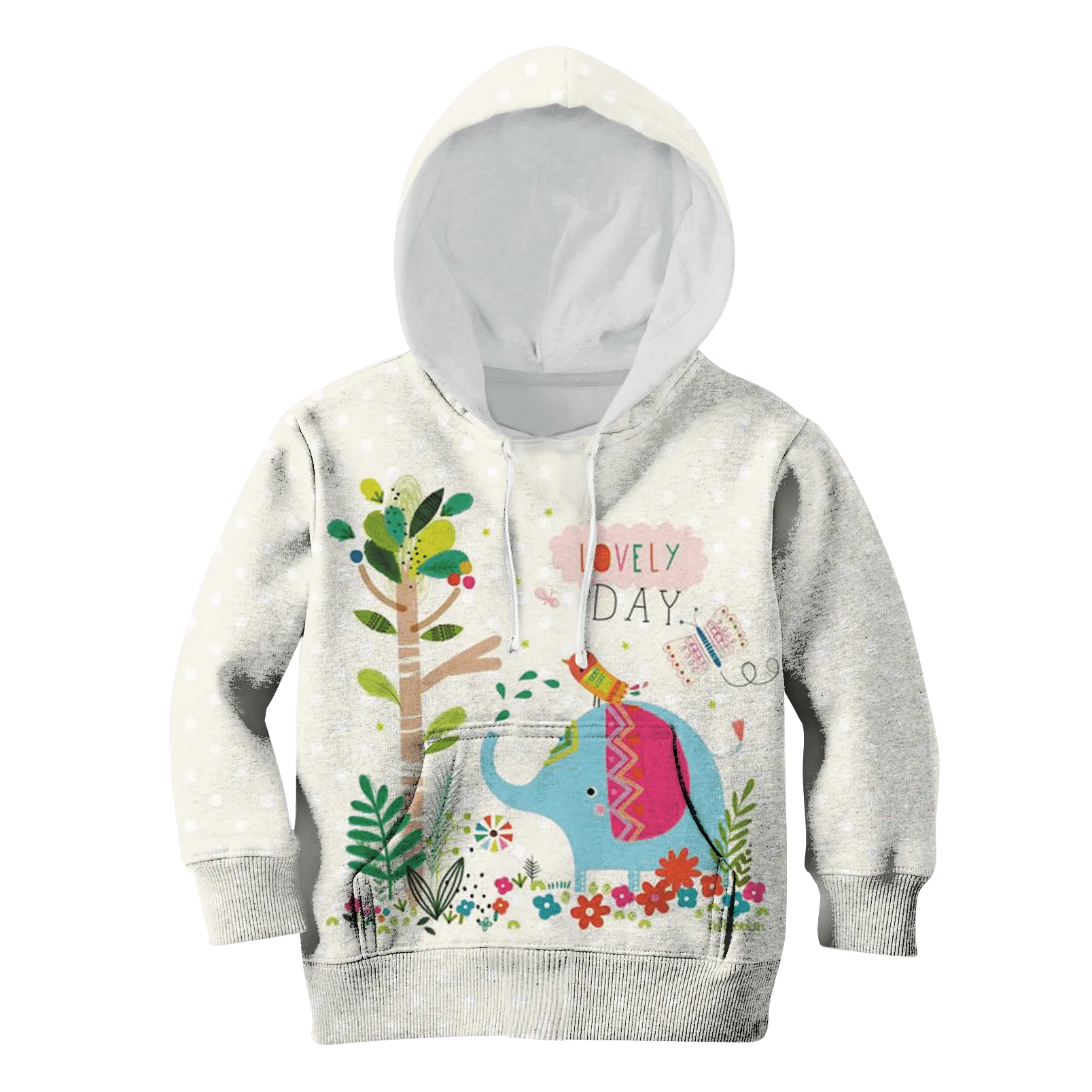 Elephant with a lovely day Kid Custom Cosplay Hoodies Apparel