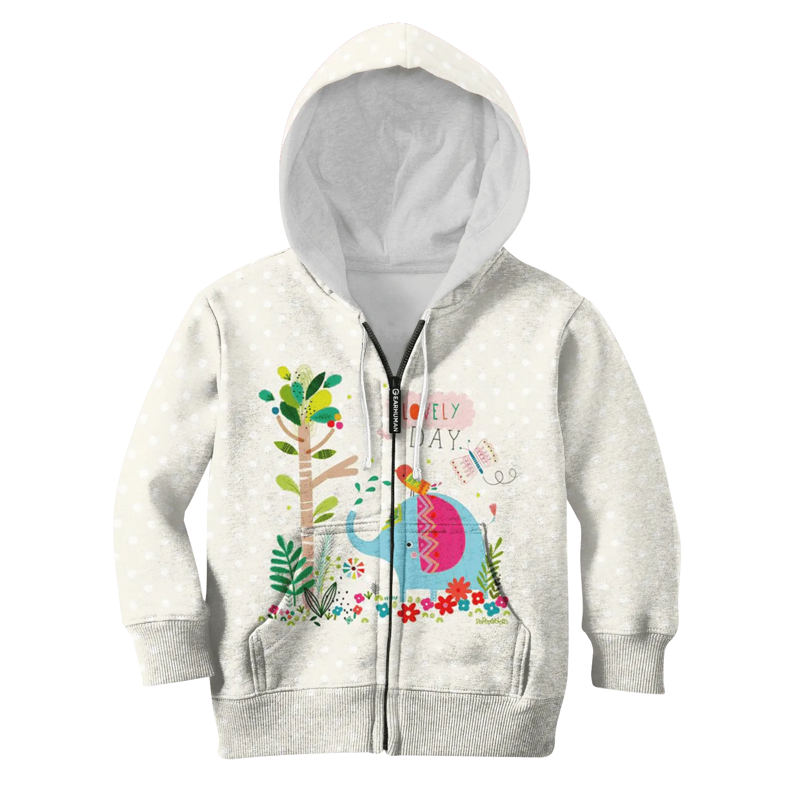 Elephant with a lovely day Kid Custom Cosplay Hoodies Apparel