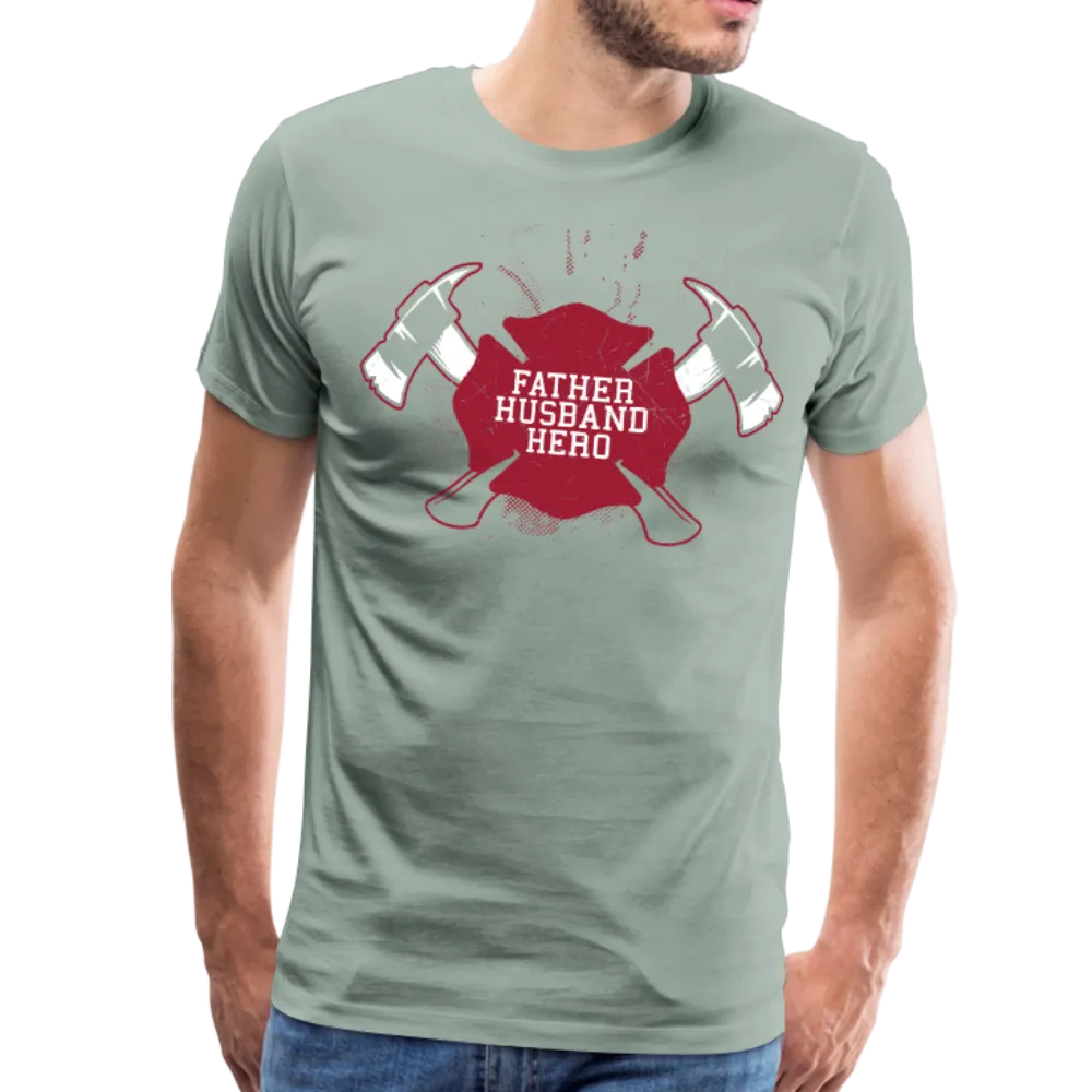 Father Husband Hero Firefighter Men's Premium T-Shirt (CK1858)