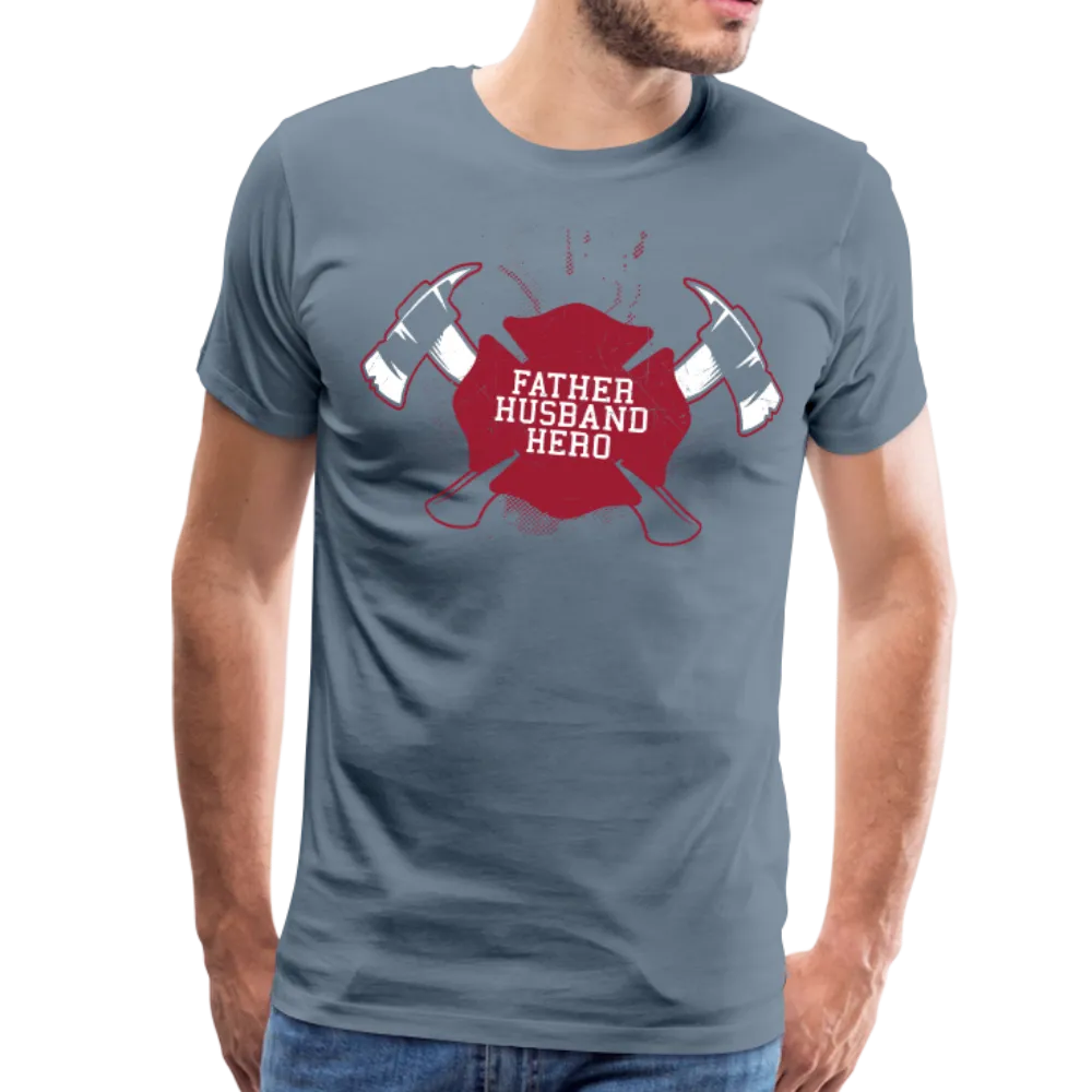 Father Husband Hero Firefighter Men's Premium T-Shirt (CK1858)