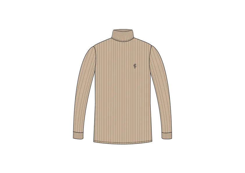 Father Sons Classic Beige Ribbed Knit Roll-neck Jumper - FSH959