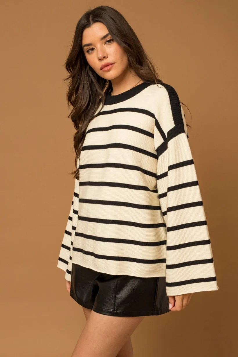 Flare Sleeves Striped Sweater