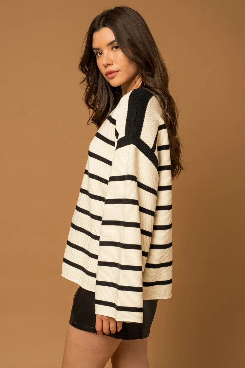 Flare Sleeves Striped Sweater