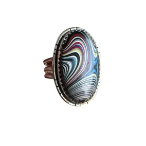 Fordite Solid 925 Sterling Silver Ring 7